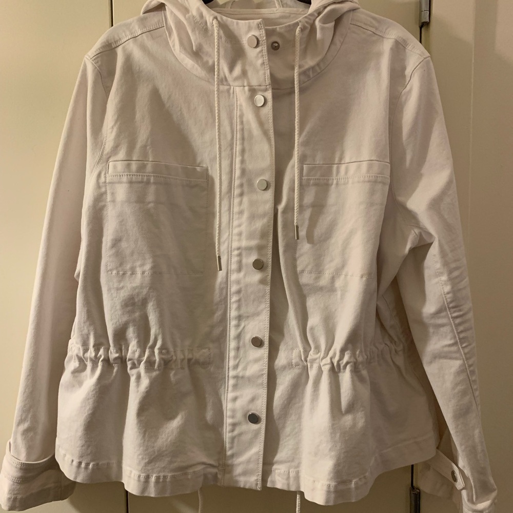 LOFT white windbreaker/denim jacket